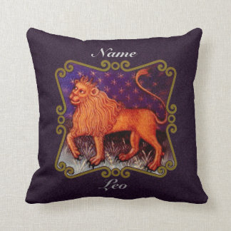 Personalisiertes Leo zodiac-Schild, Vintager Löwe Kissen