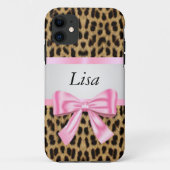 Personalisiertes Leopard-Muster, rosa Bogen Case-Mate iPhone Hülle (Rückseite)