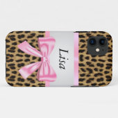 Personalisiertes Leopard-Muster, rosa Bogen Case-Mate iPhone Hülle (Rückseite (Horizontal))