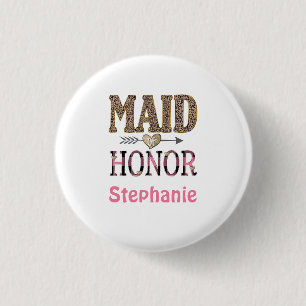 Personalisiertes Leoparden-Druck-Jungferngeschenk Button