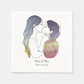 Personalisiertes lesbisches Paar in Liebe Minimali Serviette (Vorderseite)
