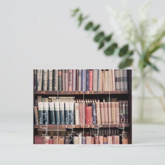 personalisiertes Lesezeichen ex libris geschnitten Postkarte (Stehend Vorderseite)