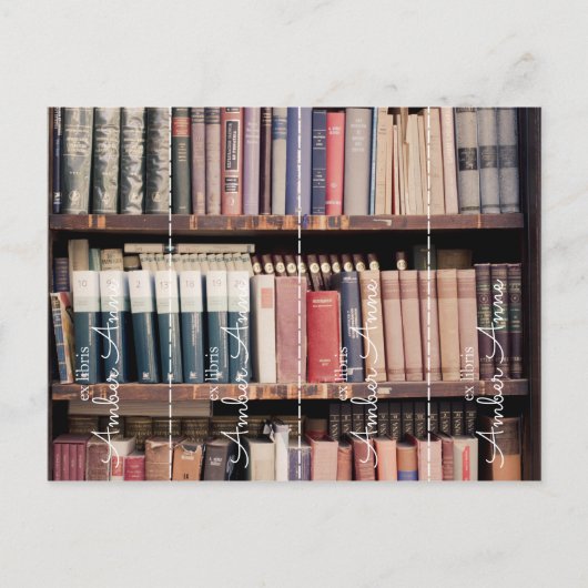 personalisiertes Lesezeichen ex libris geschnitten Postkarte (Vorderseite)
