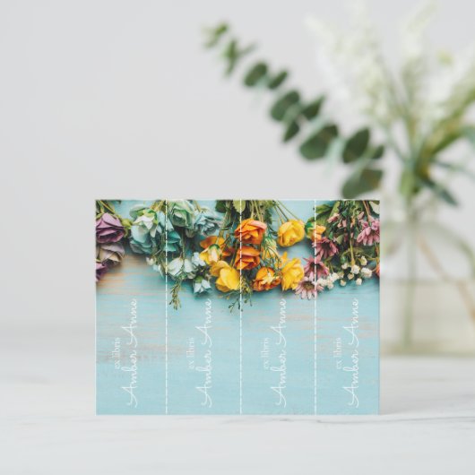 personalisiertes Lesezeichen ex libris geschnitten Postkarte (Stehend Vorderseite)