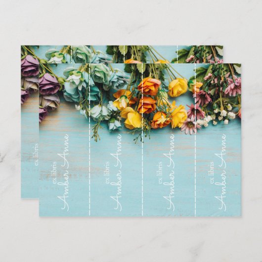 personalisiertes Lesezeichen ex libris geschnitten Postkarte (Vorne/Hinten)