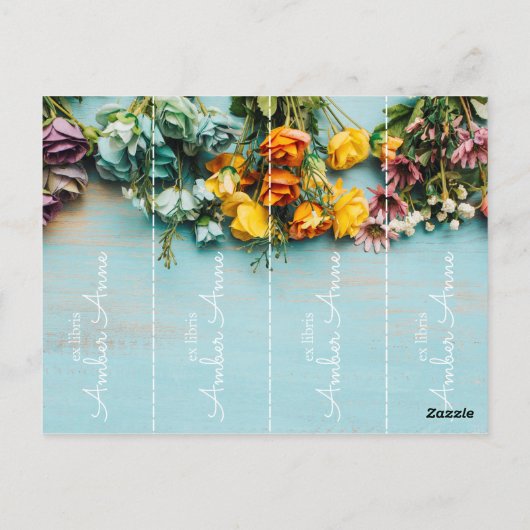 personalisiertes Lesezeichen ex libris geschnitten Postkarte (Rückseite)