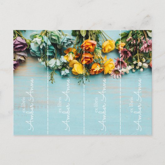 personalisiertes Lesezeichen ex libris geschnitten Postkarte (Vorderseite)