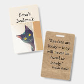 Personalisiertes Lesezeichen mit Cat Motif & Quote Ausweis (Vorder- & Rückseite)
