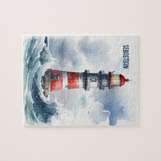 Personalisiertes Leuchtturm für Wasserfarben Puzzle (Horizontal)