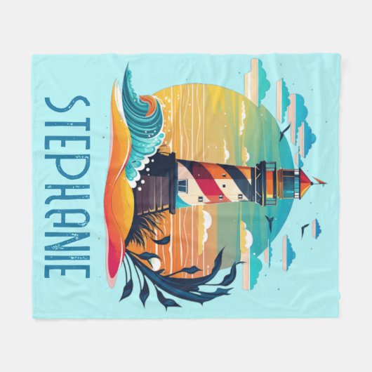 Personalisiertes Leuchtturm Glow Fleecedecke (Vorderseite (Horizontal))