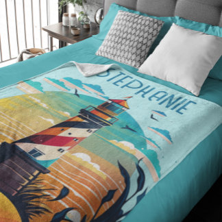 Personalisiertes Leuchtturm Glow Fleecedecke