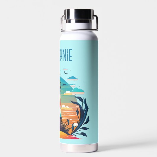Personalisiertes Leuchtturm Glow Trinkflasche (Rückseite)