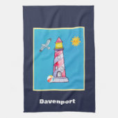 Personalisiertes Leuchtturm mit rotem Streifen Geschirrtuch (Vertikal)