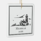 Personalisiertes Leuchtturm Ostseeküste Weihnachte Keramikornament (Rechts)
