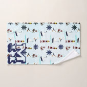 Personalisiertes Leuchtturm Segelboot Muster Badhandtuch Set (Handtuch)