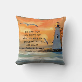 Personalisiertes Leuchtturm Sunset Bible Verse Kis Kissen