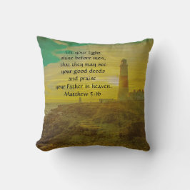 Personalisiertes Leuchtturm Sunset Bible Verse Kis Kissen