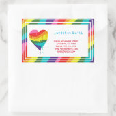 Personalisiertes LGBT-Regenbogenherz Rechteckiger Aufkleber (Tasche)