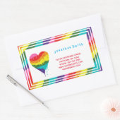 Personalisiertes LGBT-Regenbogenherz Rechteckiger Aufkleber (Umschlag)