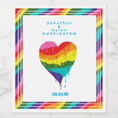 Personalisiertes LGBT-Regenbogenherz Weinetikett (Einzelnes Label)