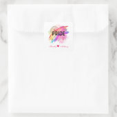 Personalisiertes LGBTQ Rainbow-Farbherz Quadratischer Aufkleber (Tasche)