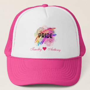 Personalisiertes LGBTQ-Stolz-Regenbogen-Farbherz R Truckerkappe