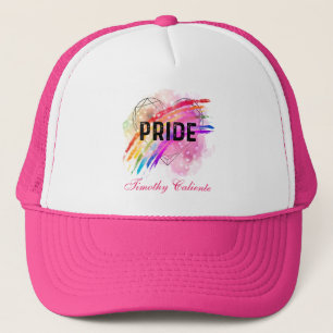 Personalisiertes LGBTQ-Stolz-Regenbogen-Farbherz R Truckerkappe