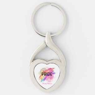 Personalisiertes LGBTQ-Stolz-Regenbogenfarben-Herz Schlüsselanhänger