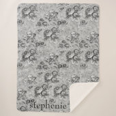 Personalisiertes Licht & Dunkles Grau Florals Sherpadecke (Vorderseite)