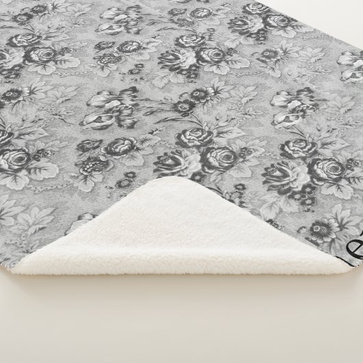 Personalisiertes Licht & Dunkles Grau Florals Sherpadecke (3/4)