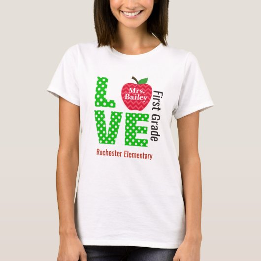 Personalisiertes Liebe-Lehrer-Shirt T-Shirt (Vorderseite)
