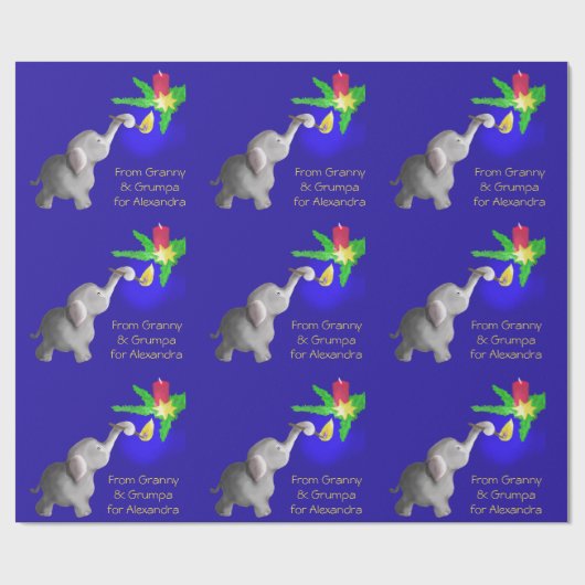 Personalisiertes liebevolles Kind Elefant-astic Geschenkpapier (Flach)