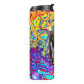 Personalisiertes Lila, blaues, gelbes Foto Thermosbecher (Nach links gedreht)