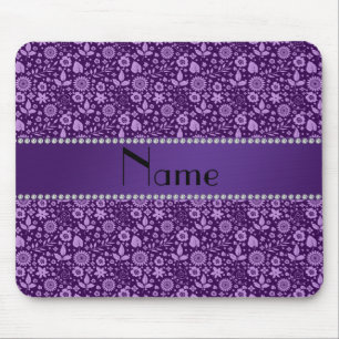 Personalisiertes lila Blumen-NamensBlätter Mousepad