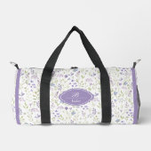 Personalisiertes lila Blumenmonogramm Duffle Bag (Vorderseite)