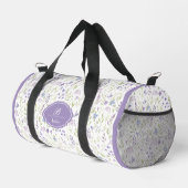 Personalisiertes lila Blumenmonogramm Duffle Bag (Rechte Ecke)