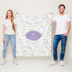 Personalisiertes lila Blumenmonogramm Fleecedecke