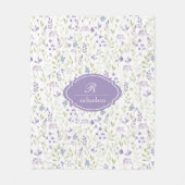 Personalisiertes lila Blumenmonogramm Fleecedecke (Vorderseite)