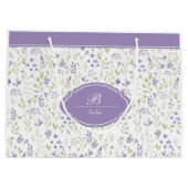 Personalisiertes lila Blumenmonogramm Große Geschenktüte (Rückseite)