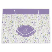 Personalisiertes lila Blumenmonogramm Große Geschenktüte (Vorderseite)