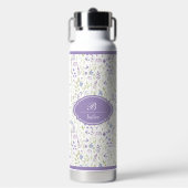Personalisiertes lila Blumenmonogramm Trinkflasche (Vorderseite)