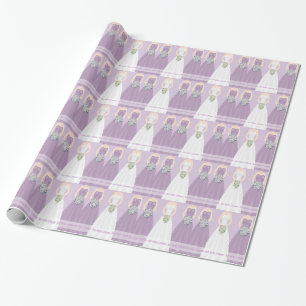 Personalisiertes Lila Brautparty Geschenkpapier