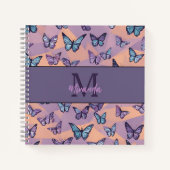 Personalisiertes Lila Butterfly-Monogramm-Sketch Notizblock (Vorderseite)