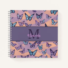 Personalisiertes Lila Butterfly-Monogramm-Sketch Notizblock