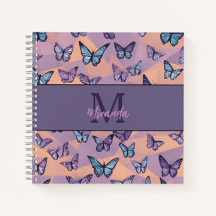 Personalisiertes Lila Butterfly-Monogramm-Sketch Notizblock