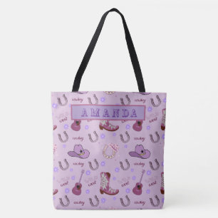 Personalisiertes Lila-Cowgirl-Wild-West-Muster Tasche