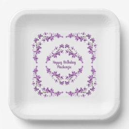 Personalisiertes Lila Dendrobium Orchids Motif Pappteller