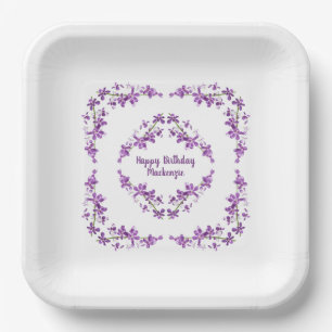 Personalisiertes Lila Dendrobium Orchids Motif Pappteller