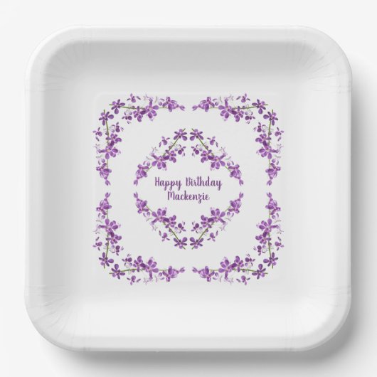 Personalisiertes Lila Dendrobium Orchids Motif Pappteller (Vorderseite)