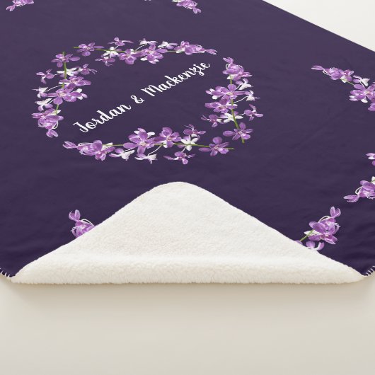 Personalisiertes Lila Dendrobium Orchids Motif Sherpadecke (3/4)